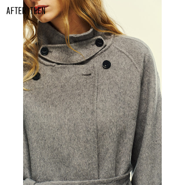 AT「摩登都市｜实用主义」羊毛翻领一衣多搭中长款双面呢挎包大衣