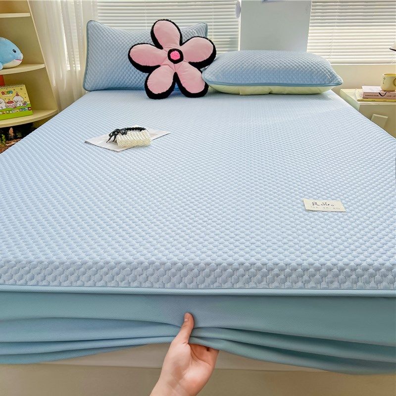 2024夏季新款凉感冰丝豆豆凉席床笠款三件套家用可机洗空调软席子,淘宝优惠券,粉丝福利购,淘宝优惠卷