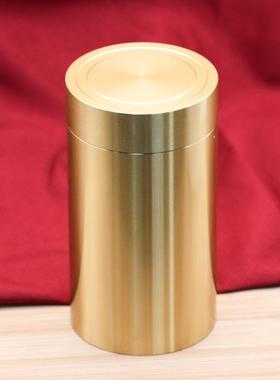 黄铜大号茶叶罐密封储存罐茶器办公室桌面摆件简约便携旅行密封罐