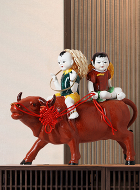 小摆件创意家居客厅电视酒柜玄关轻奢现代办公室陶瓷牛工艺装饰品