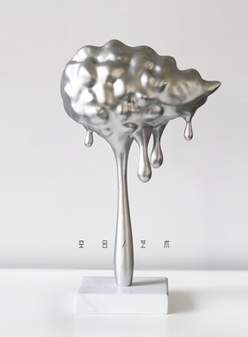 空合 现代创意水滴云摆件售楼部样板间书房客厅电视柜工艺装饰品