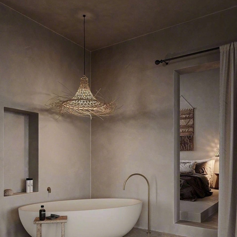 侘寂风日式民宿客厅卧室床头灯中式酒店饭厅餐饮藤编复古藤艺吊灯,淘宝优惠券,粉丝福利购,淘宝优惠卷