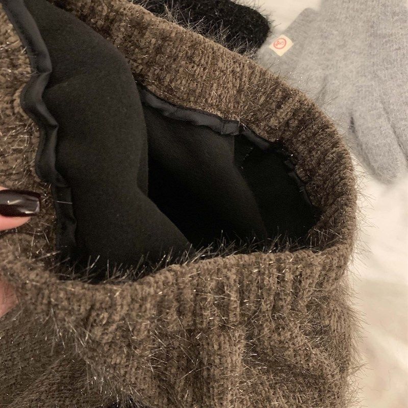 亮丝针织半身裙女冬季松紧腰加绒开叉过膝长裙修身显瘦洋气加厚裙,淘宝优惠券,粉丝福利购,淘宝优惠卷