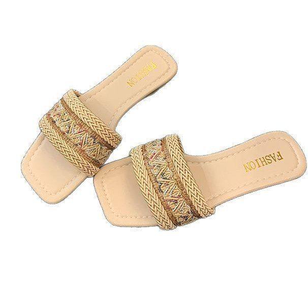 2025年夏季小香风凉拖鞋女外穿新款显脚小软底方头海边度假沙滩鞋,淘宝优惠券,粉丝福利购,淘宝优惠卷