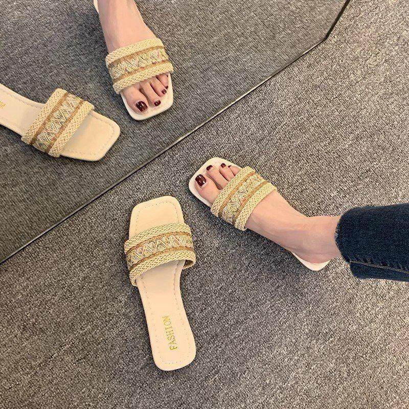 2025年夏季小香风凉拖鞋女外穿新款显脚小软底方头海边度假沙滩鞋,淘宝优惠券,粉丝福利购,淘宝优惠卷