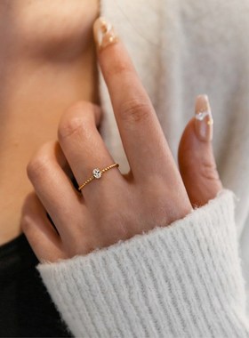 大尺码戒指女胖MM椭圆锆石细y麻花高级感大圈口粗胖手大号食指戒