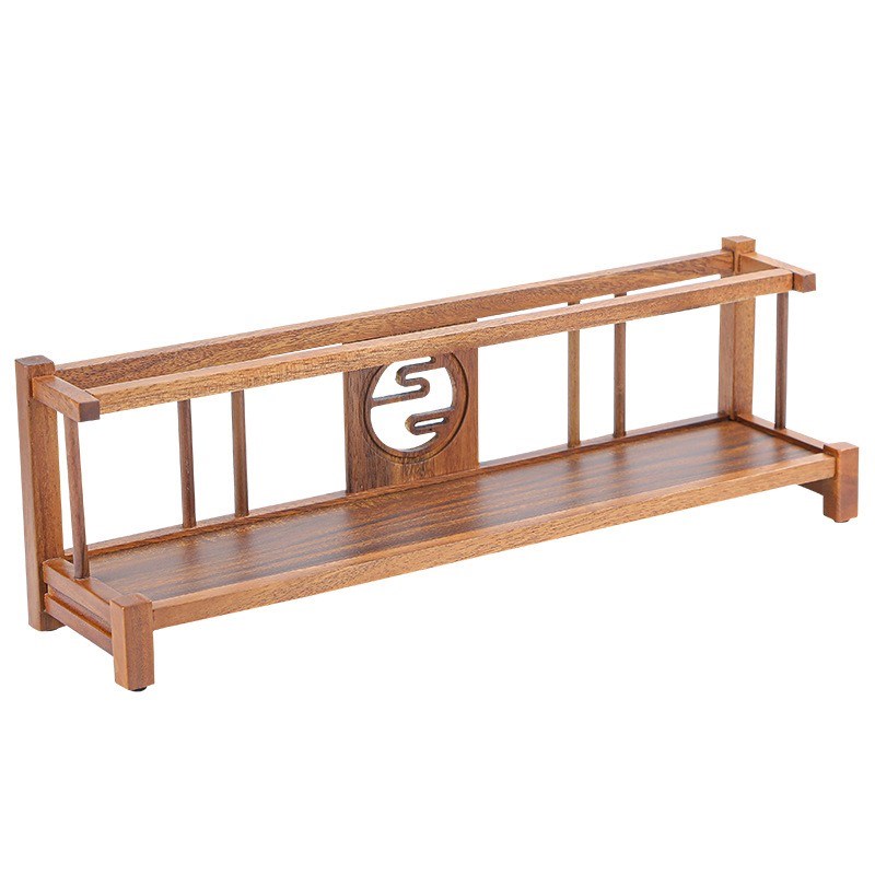 桌面置物架小型中式博古r架木质茶杯收纳紫砂壶品茗茶具二层展示 - 图3