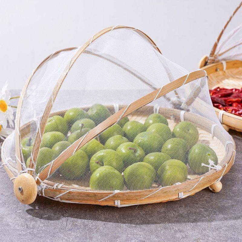 手工竹编制品家用防苍蝇防虫带网纱菜罩晾晒馒头筐桌罩水果篮簸箕,淘宝优惠券,粉丝福利购,淘宝优惠卷