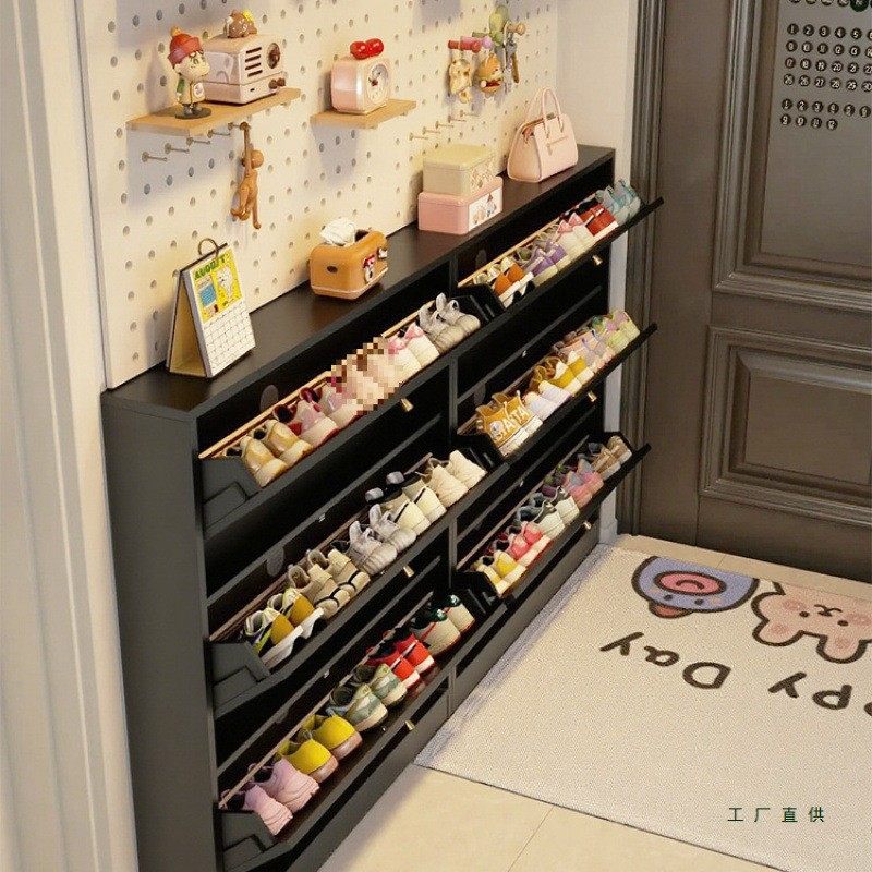 超薄翻斗式鞋柜钢制入户玄关柜壁挂落地一体大容量小型储物收纳架,淘宝优惠券,粉丝福利购,淘宝优惠卷