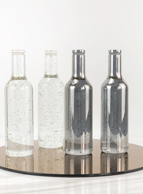 欧式轻奢现代简约圆形玻璃镜面托盘摆件样板房售楼处软装饰品摆设