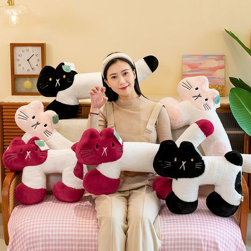 卡通叉烧猫咪U枕抱枕沙发靠枕女生床上夹腿抱枕玩偶枕头可印logo - 图0