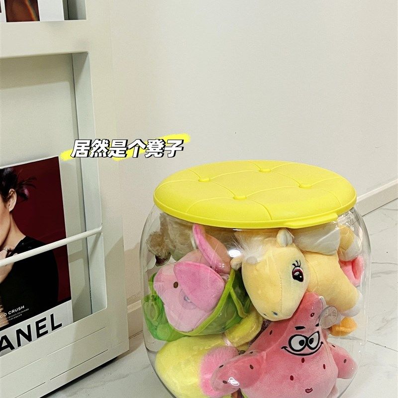 娃娃收纳桶透明凳子装布娃娃毛绒玩具整理神器儿童储物玩偶收纳箱,淘宝优惠券,粉丝福利购,淘宝优惠卷