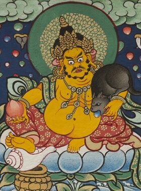 藏族手绘矿物染料随身小号迷你热贡唐卡桌摆挂画摆台定制黄财神