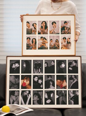 洗照片做成相框diy定制打印6宫格相片情侣婚纱照高级实木画框挂墙