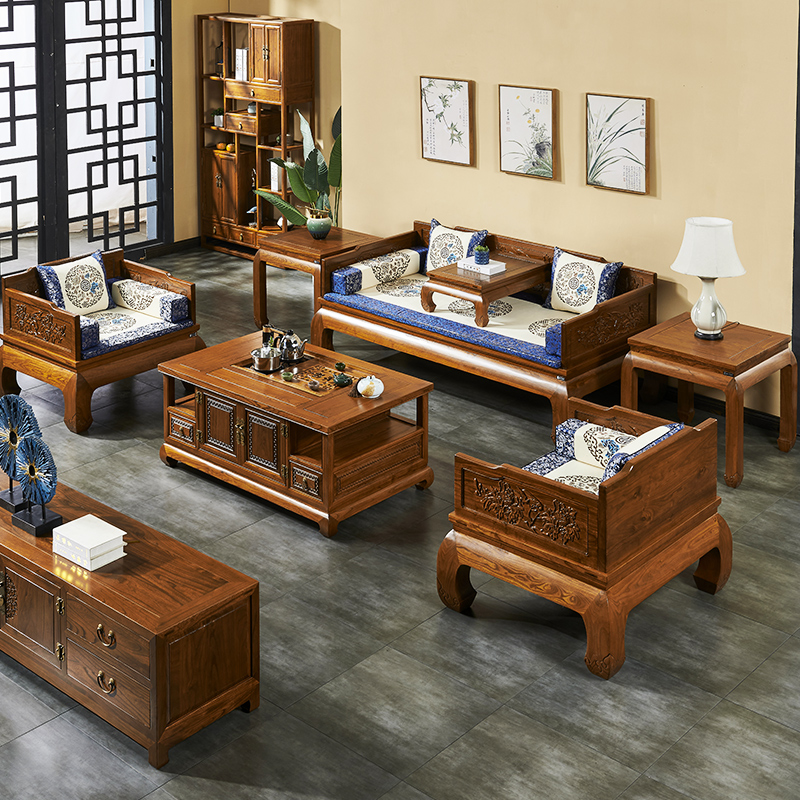 老榆木罗汉床实木新中式客厅家A具仿古床榻小户型简约禅意沙发床 - 图1