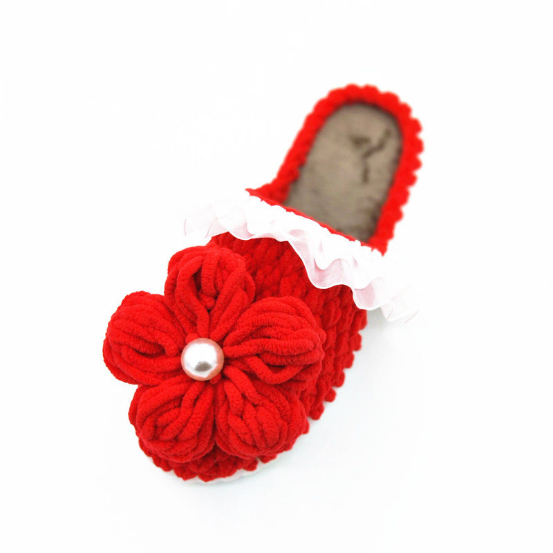 泡芙花手工毛线编织拖鞋diy材料包自制手织保暖防滑包头女鞋珍珠,淘宝优惠券,粉丝福利购,淘宝优惠卷