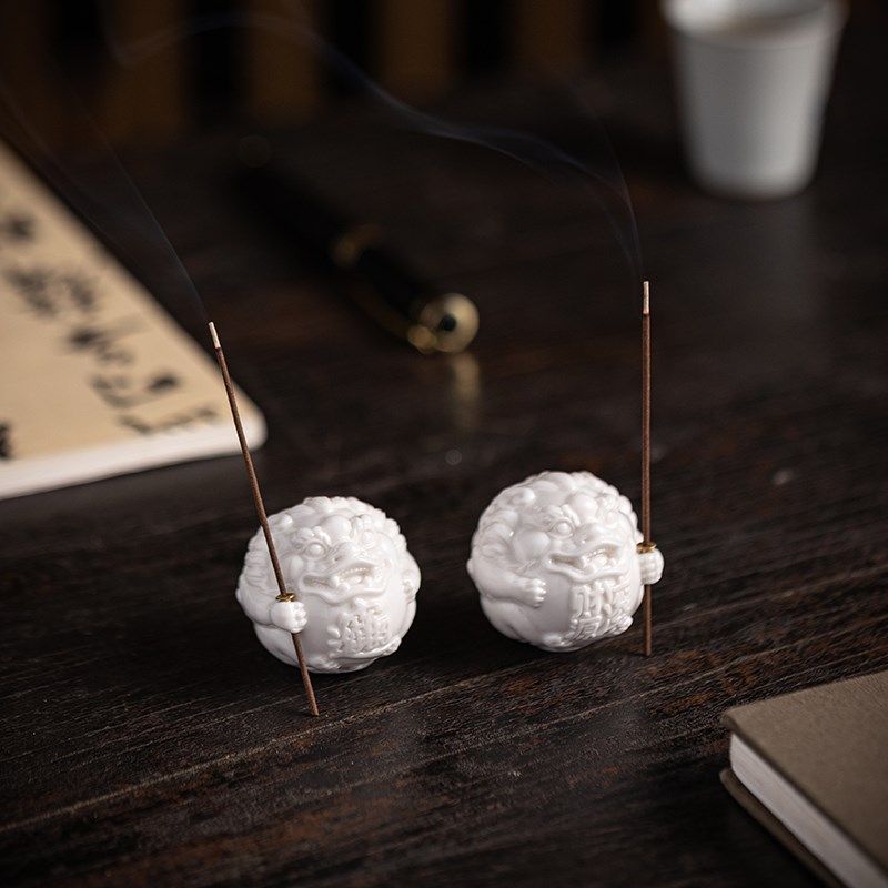 国风招财貔貅香插白瓷香炉家用室内檀香线香插香香座香托茶室摆件,淘宝优惠券,粉丝福利购,淘宝优惠卷