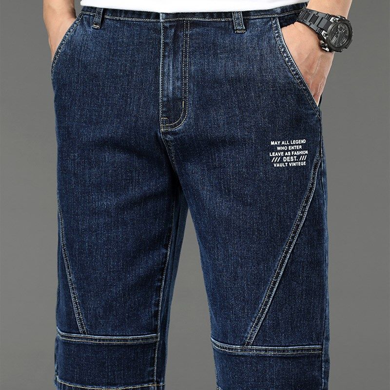 夏季新拼接牛仔短裤男士夏季薄印花男士休闲中裤时尚七分裤,淘宝优惠券,粉丝福利购,淘宝优惠卷