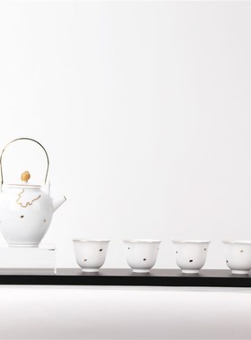 现代新中式禅意陶瓷茶具套装组合售楼处样板房客厅软装饰品摆件