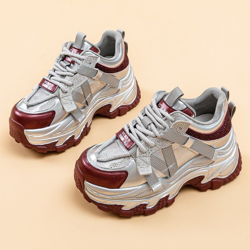 增高厚底老爹鞋女2024新款鞋子女秋冬加绒百搭水钻爆款休闲运动鞋,淘宝优惠券,粉丝福利购,淘宝优惠卷