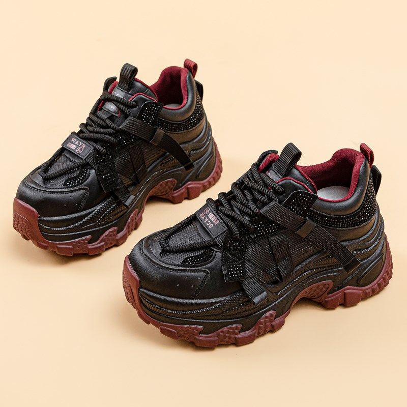 增高厚底老爹鞋女2024新款鞋子女秋冬加绒百搭水钻爆款休闲运动鞋,淘宝优惠券,粉丝福利购,淘宝优惠卷