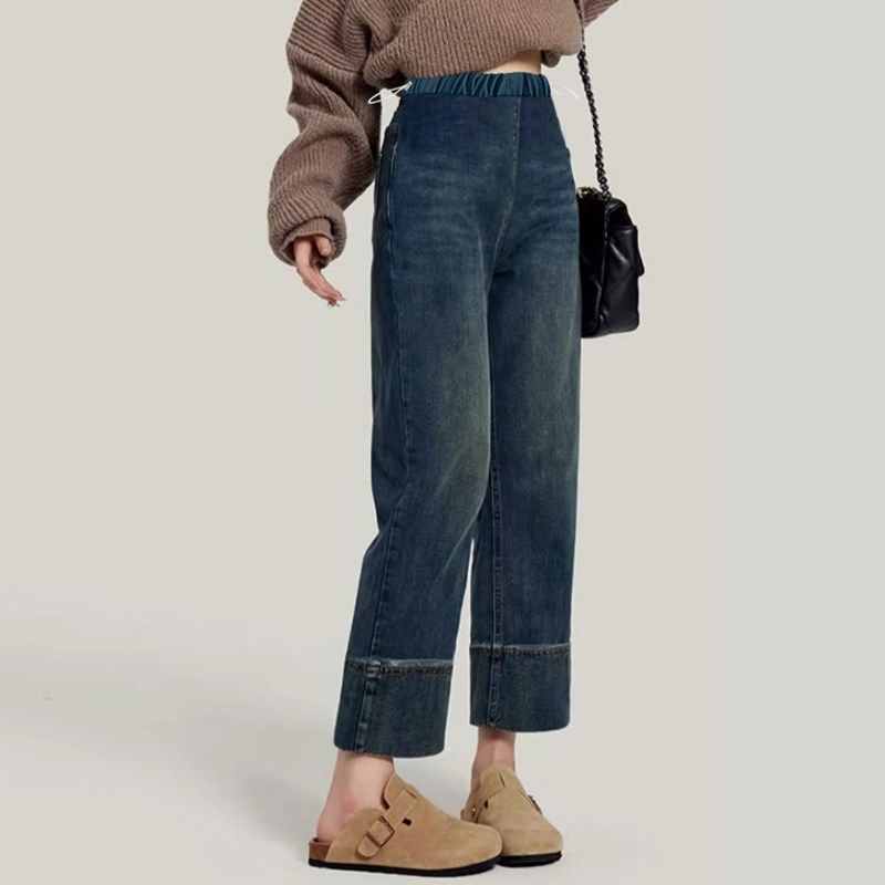 孕妇直筒裤秋季外穿抽绳弹力九分牛仔裤休闲宽松大码烟管裤秋冬款,淘宝优惠券,粉丝福利购,淘宝优惠卷