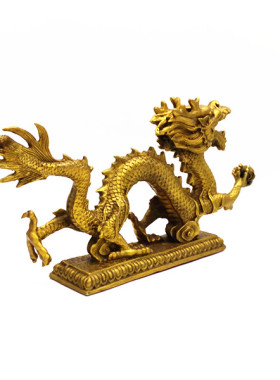 纯铜青龙摆件神龙座黄铜风水龙汉龙盘龙福龙摆件压小人化白虎家居