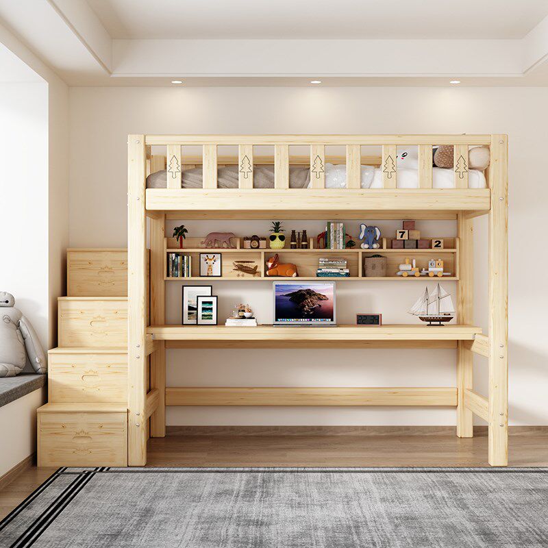 实木梯柜上床下桌组合高架床单上层下空带衣柜上铺悬空儿童小户型,淘宝优惠券,粉丝福利购,淘宝优惠卷