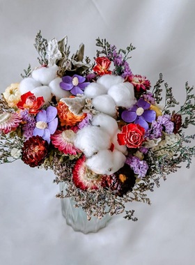 干花插花花束鲜花真花风干满天星勿忘我雏菊家居客厅装饰摆件