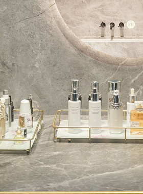 大理石纹托盘摆件衣帽间样板房梳妆台浴室卫生间装饰化妆品收纳盘