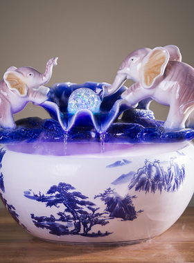 客厅风水轮招财流水喷泉天鹅摆件水景加湿器鱼缸酒柜装饰结婚礼物