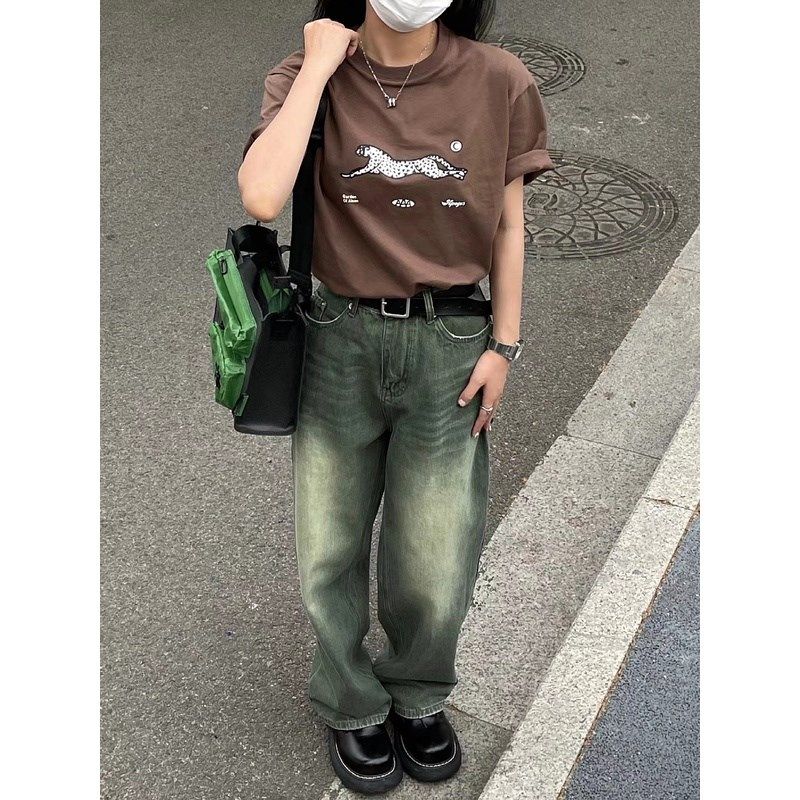 特大码胖mm直筒绿色牛仔裤女梨型身材遮肉遮胯宽松高腰显瘦女裤子,淘宝优惠券,粉丝福利购,淘宝优惠卷