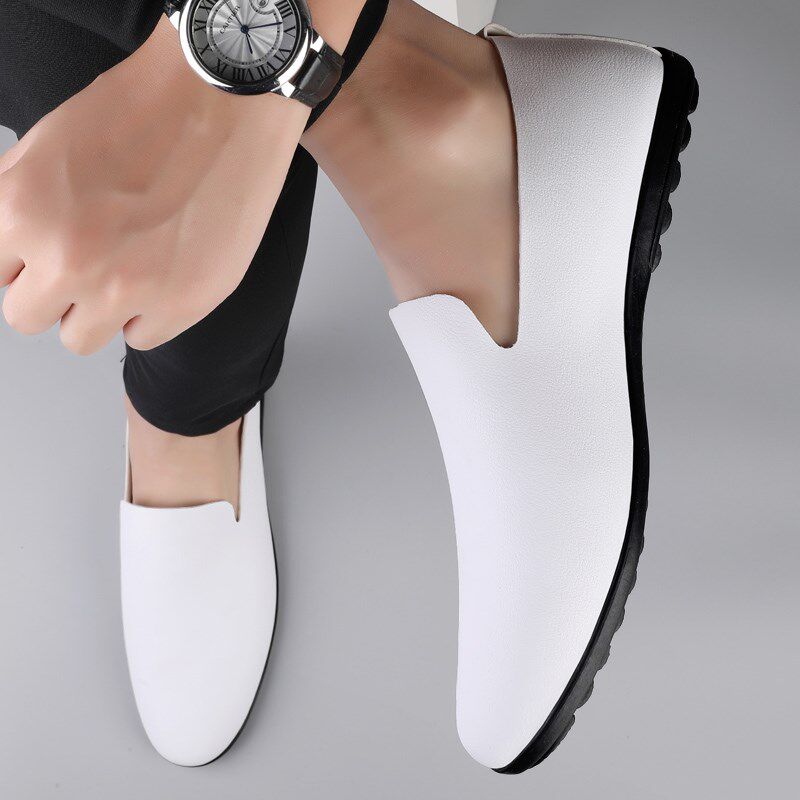 皮鞋男一脚蹬小白鞋无鞋带男鞋休闲懒人鞋子白色豆豆鞋春夏季新款,淘宝优惠券,粉丝福利购,淘宝优惠卷