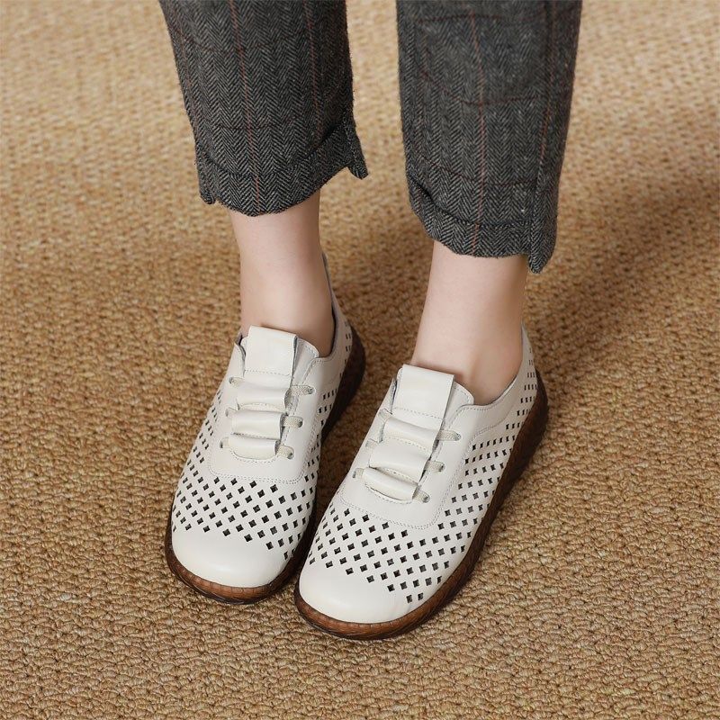 真皮单鞋女平底小皮鞋小码女鞋31 32 33镂空洞洞鞋舒适软底妈妈鞋,淘宝优惠券,粉丝福利购,淘宝优惠卷