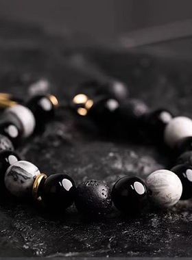 混合材质简约几何手链火山手链