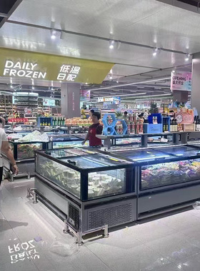 肯德商用风冷保鲜展示柜玻璃门岛柜高端冻品超市牛肉雪糕急冻柜