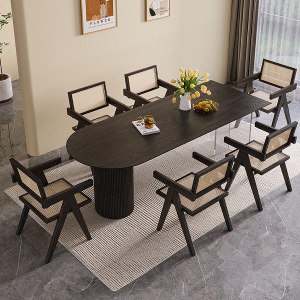 北欧白蜡木椭圆实木岛台家用原木网红民宿酒店餐桌椅子组合小户型,淘宝优惠券,粉丝福利购,淘宝优惠卷