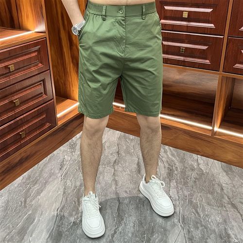 潮牌白色五分裤男修身5分中裤休闲夏季牛仔裤子男士短裤薄款潮夏 - 图1