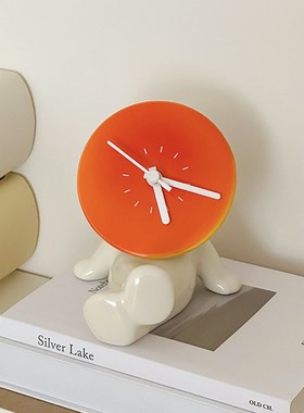 落日时钟桌面钟表摆放式小公仔装饰品摆件客厅静音台式创意座钟