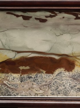 广西国画石天然奇石观赏石草花石中式木包摆件屏风客厅工艺品TZ46