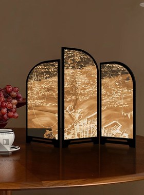 《百蝶图》桌面屏风摆件新中式茶室餐边柜摆台中古风餐厅装饰画