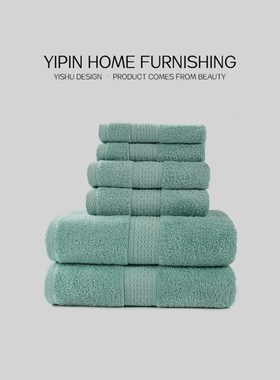 样板房衣帽间卫浴纯棉浴巾别墅酒店加厚吸水纯色蓝色缎档毛巾组合
