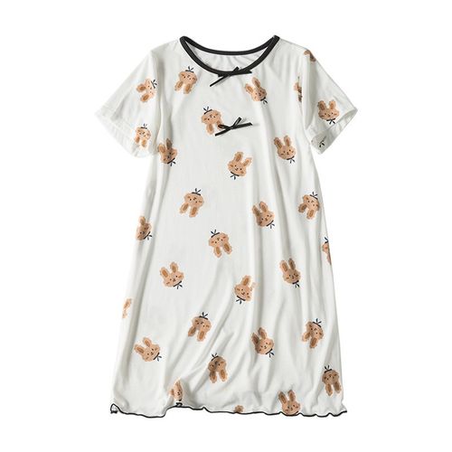 女童睡裙夏季竹纤维短袖薄款公主风儿童睡衣宝宝小女孩大童冰丝款 - 图3