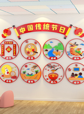 幼儿园中国传统节日主题文化墙面装饰教室环境创设布置材料墙贴画