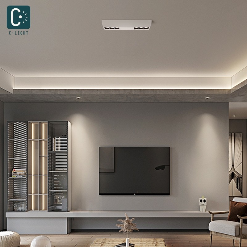 无主灯设计免打孔家用超薄明装射灯格栅灯防眩光斗胆灯led长条灯,淘宝优惠券,粉丝福利购,淘宝优惠卷