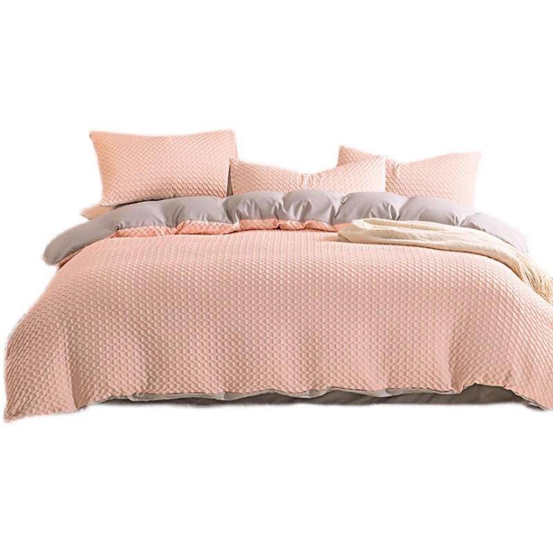 新款水洗棉立体提花双拼四件套学生宿舍三件套家用套件高颜值床品,淘宝优惠券,粉丝福利购,淘宝优惠卷