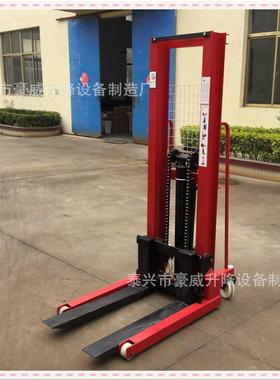 江苏堆高车液压升高车托盘装卸机手动堆垛车液压手拉搬运车