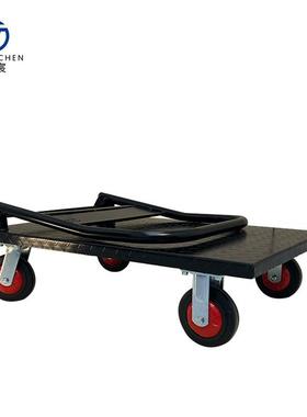 光宸钢板小推车静音手推拉货平板车折叠拖车铁板车仓库物流搬运车
