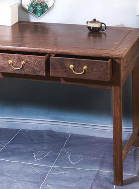 实木书桌学习桌带抽屉家用鸡翅木长条桌子仿古中式办公桌耐用