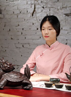 黑檀木龙龟雕刻摆件客厅家居公司办公室装饰木质龙头龟红木工艺品
